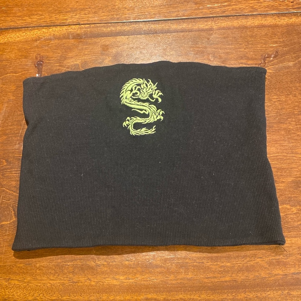 Black and Green Dragon Tube Top